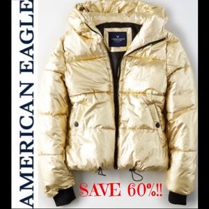American Eagle 🦅  Metallic Boxy Puffer Jacket
